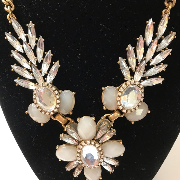 Matte Gold, Ivory Stone and Jeweled Neclace - Picture 3 of 9